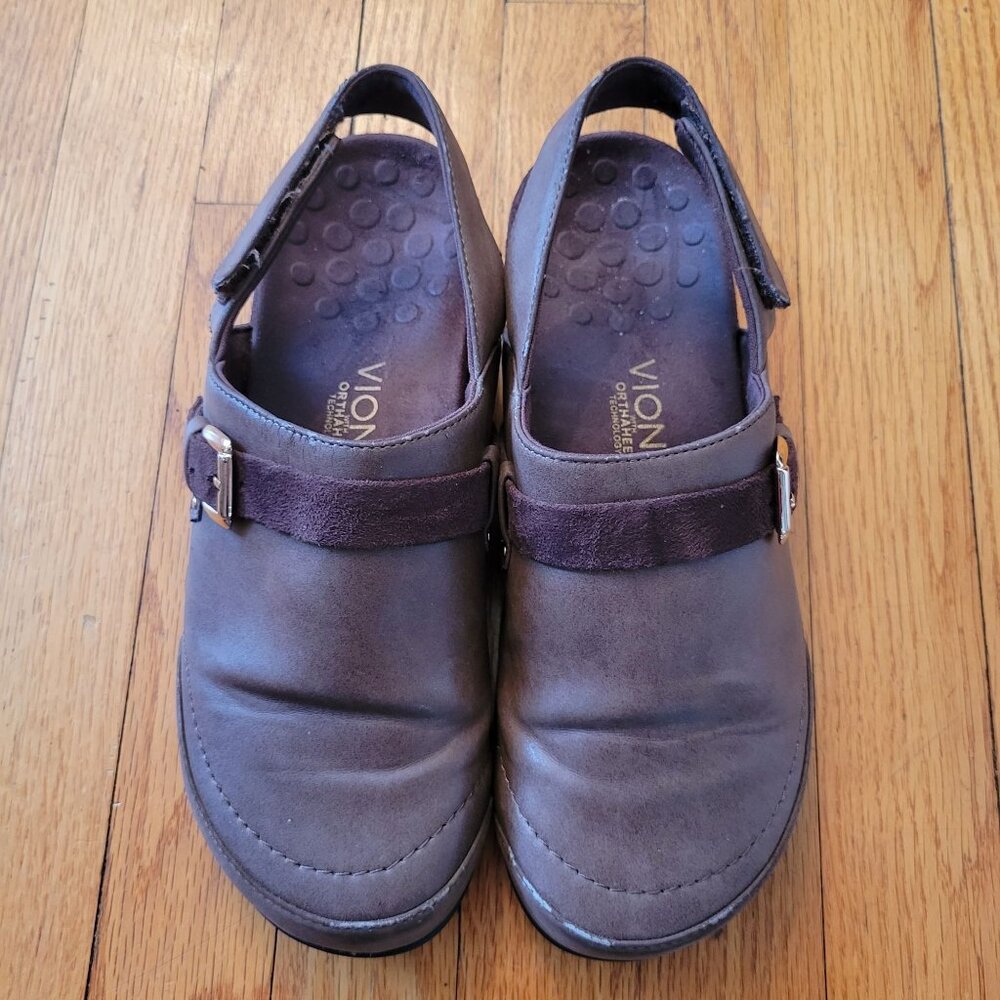 Vionic 9 Brown Leather Slingbacks Comfort‎ Orthaheel CAIRNS